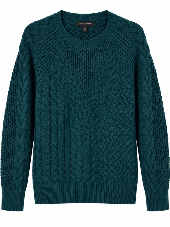 Banana Republic Sweaters - Banana Republic Wool Blend Cable Knit Sweater - Dark Teal, Size M